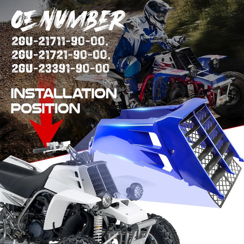 ATVMaster Blue Plastic Gas Tank Side Covers with Grill, Compatible with Yamaha Banshee 350 1987-2006, 2-PC Set, OE 2GU-W2175-80-00,2GU-21711-80-00, 2GU-23391-80-00 - Image 2